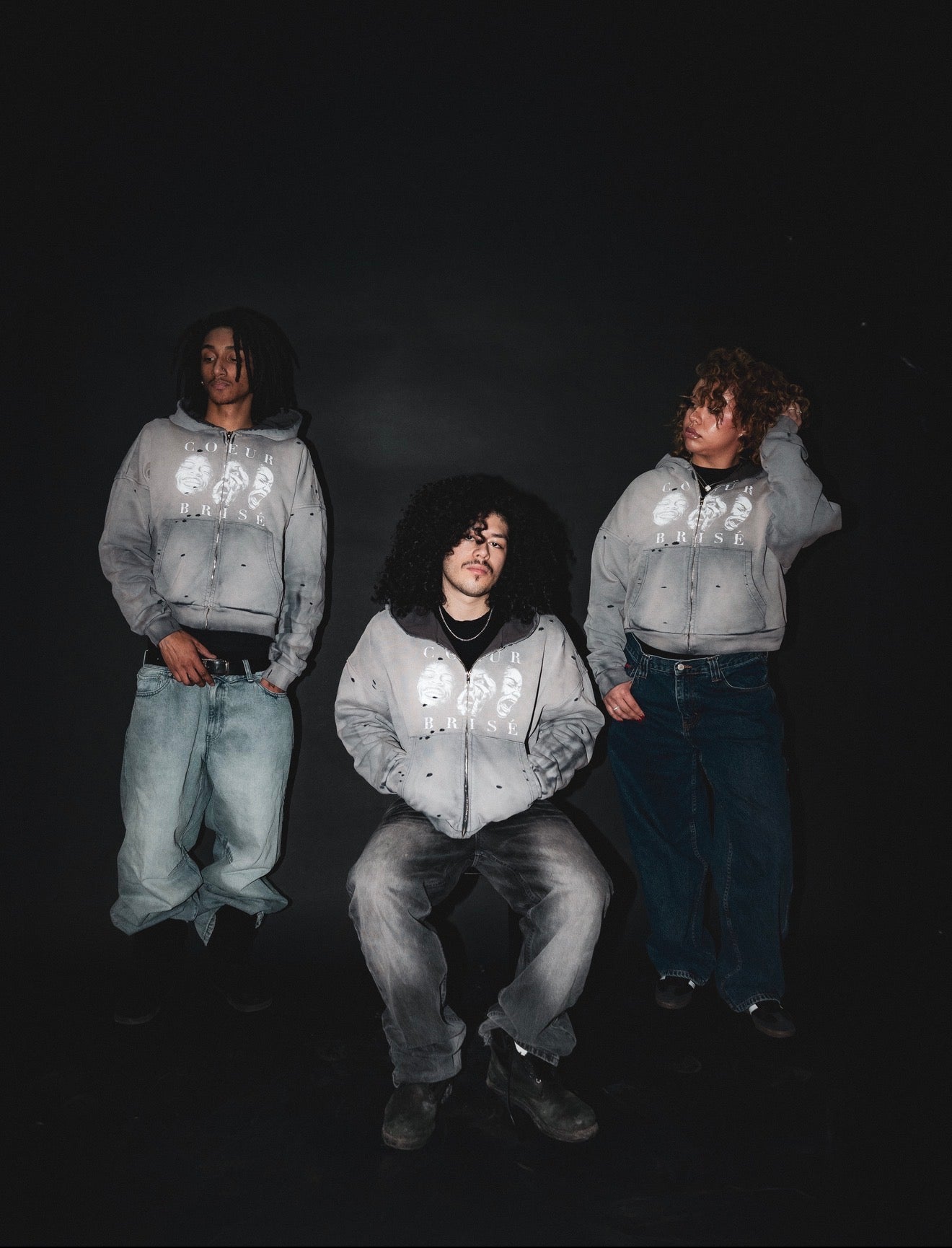 "Faces" Distressed Hoodie