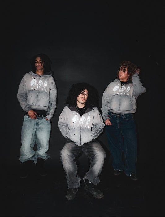 "Faces" Distressed Hoodie